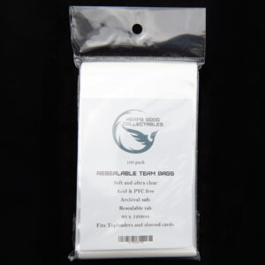 Heaps Good Team Bag, TCG Team Bag, adhesive bag, TCG pack, adhesive pack, adhesive sleeve, crystal clear sleeve, clear bag, toploader, pokemon, one piece, lorcana, MTG
